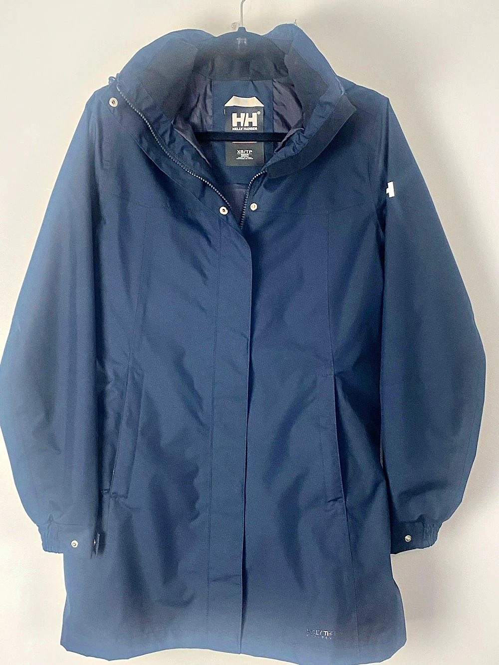 Helly Hansen Women's Long Belfast Jacket Hooded Rain Jacket Blue XS